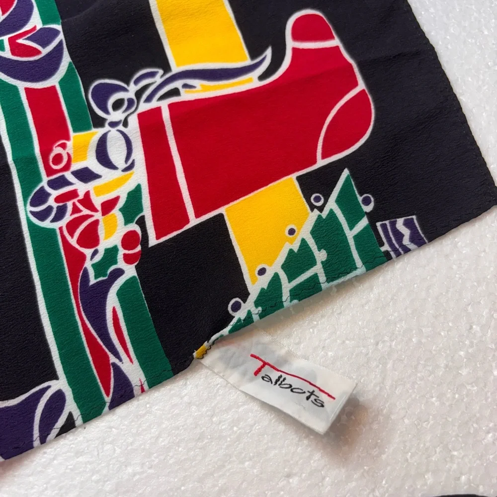 Talbots 100% Silk Scarf Christmas Holidays Festive Multi Colored NWOT